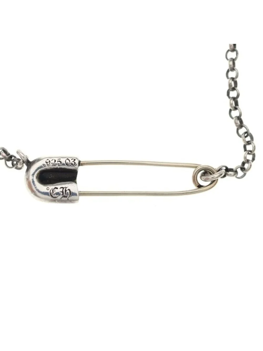 Chrome Hearts Safety Pin Roll Chain Necklace Silver
